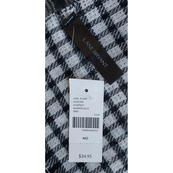 NWT Lane Bryant Black & White Plaid 2 Sided Scarf/Shaw/Wrap 30"X76" MSRP $34.95 - Picture 3 of 8